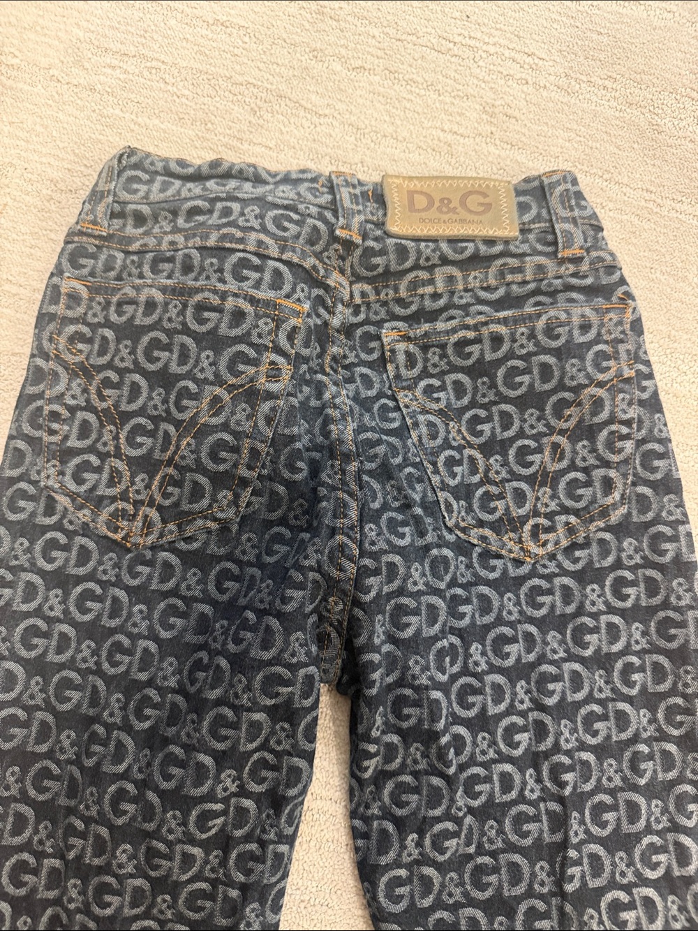 D&G Monogram-Print Indigo Slim Straight Jeans